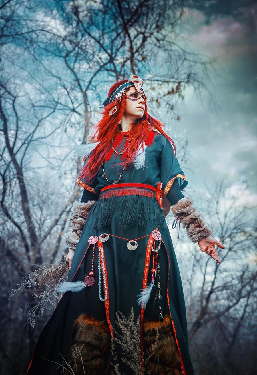 Girls in Slavic costumes underwear in Juian