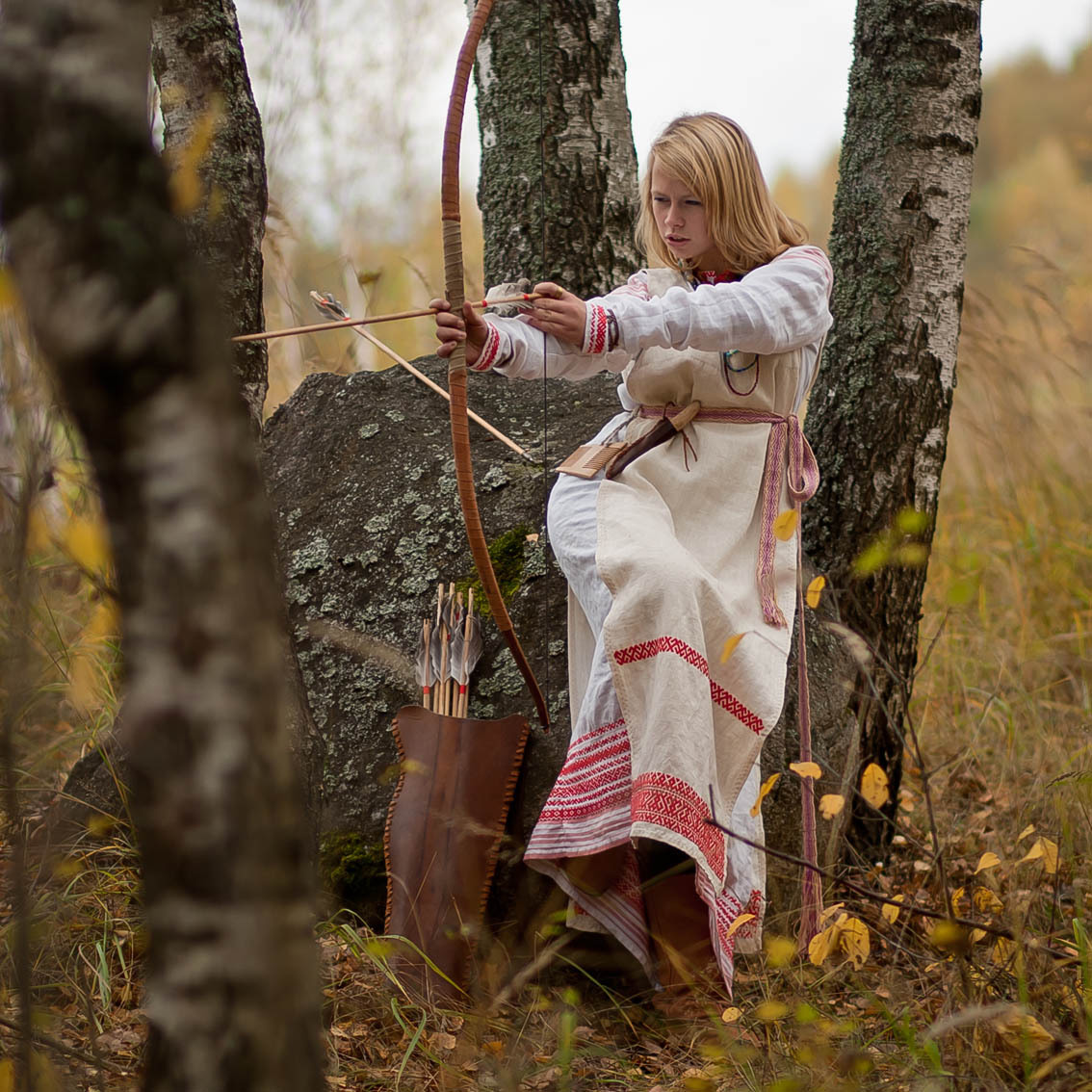 Sexy photo Girls in Slavic costumes in Juian